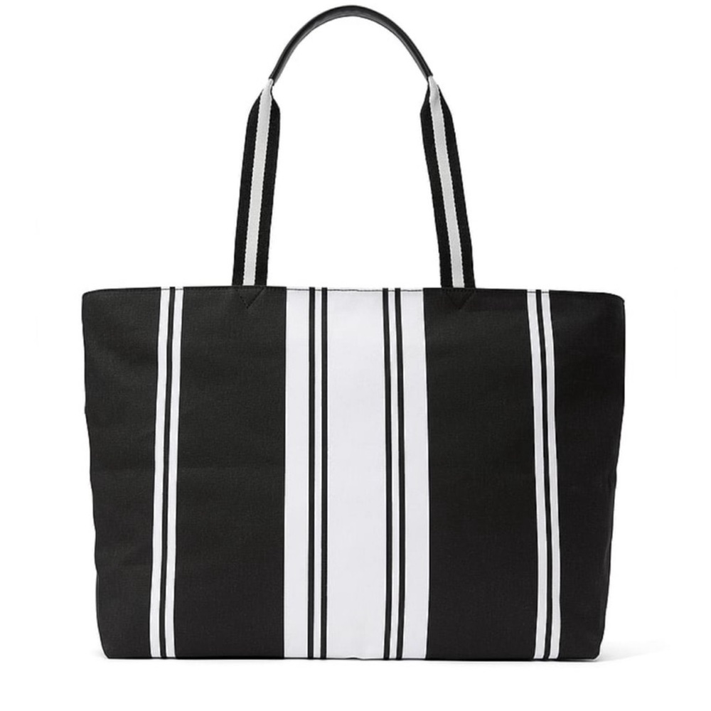 Victoria’s Secret Striped Tote in Black & White. 20.25"L x 12.5"H x 6.5"W - Picture 3 of 9